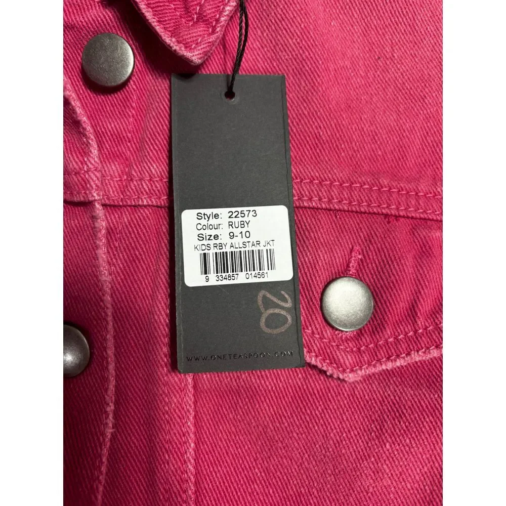 One Teaspoon NWT Girl's‎ All Star Denim Jacket in Ruby Size 9-10 MSRP $159
